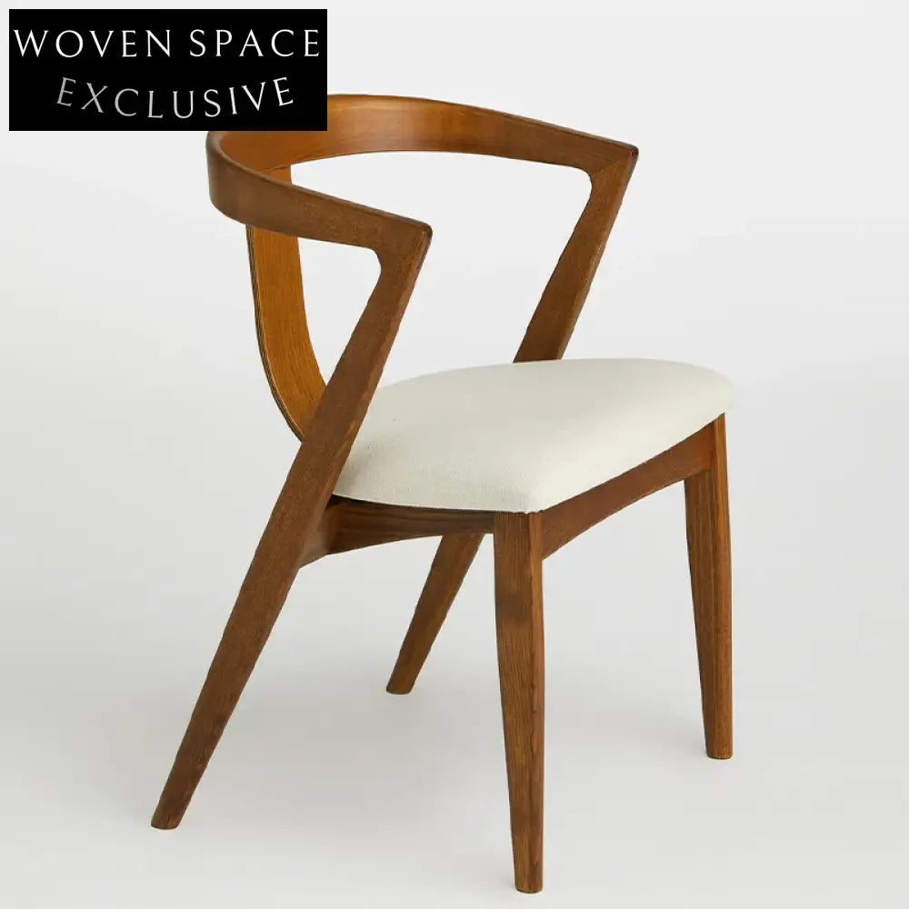 Modern Wood Frame Dining Chair Arc Back Fabric Seat Restaurant Quality
