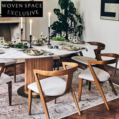 Modern Wood Frame Dining Chair Arc Back Fabric Seat Restaurant Quality