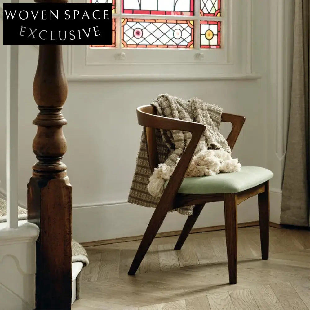 Modern Wood Frame Dining Chair Arc Back Fabric Seat Restaurant Quality