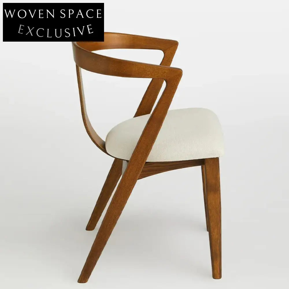 Modern Wood Frame Dining Chair Arc Back Fabric Seat Restaurant Quality