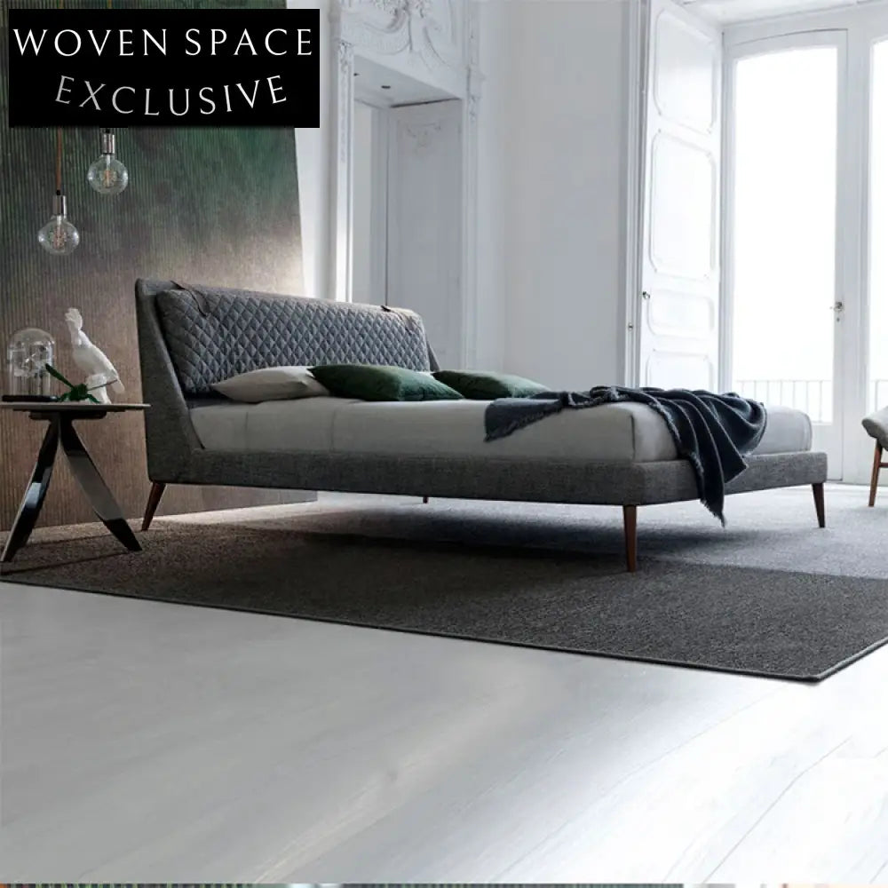 Modern Wood Leg Customizable Color Upholstered Bedroom Platform Bed