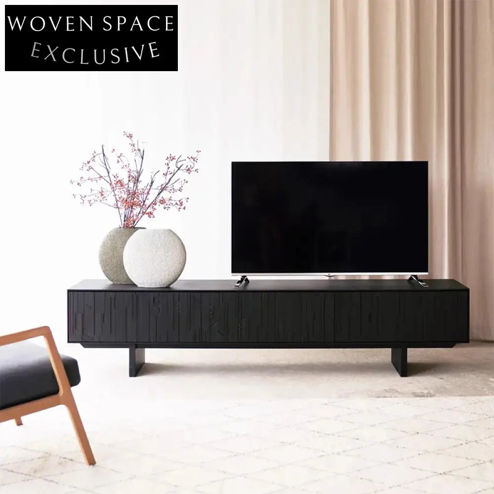 Modern Wood Living Room TV Wall Cabinet Console with Two Drawers