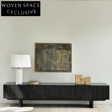 Modern Wood Living Room TV Wall Cabinet Console with Two Drawers