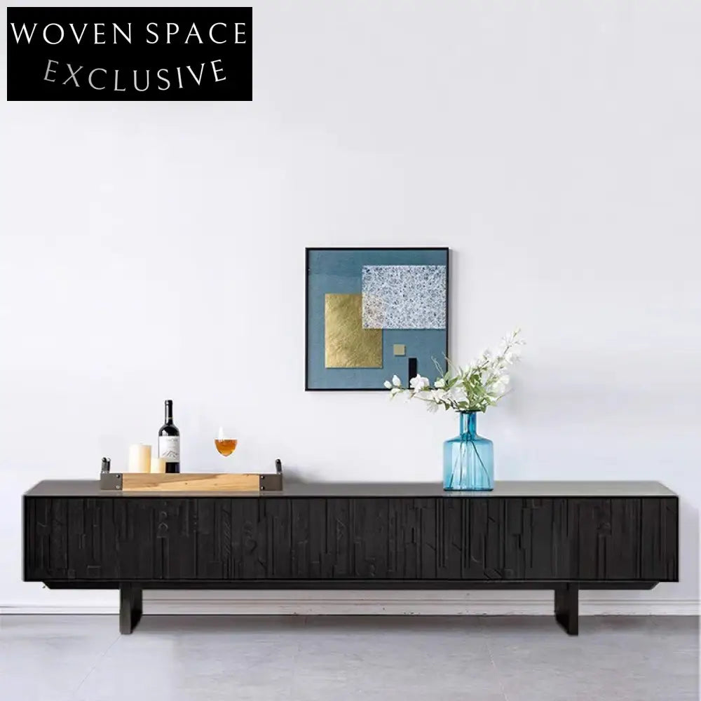 Modern Wood Living Room TV Wall Cabinet Console with Two Drawers