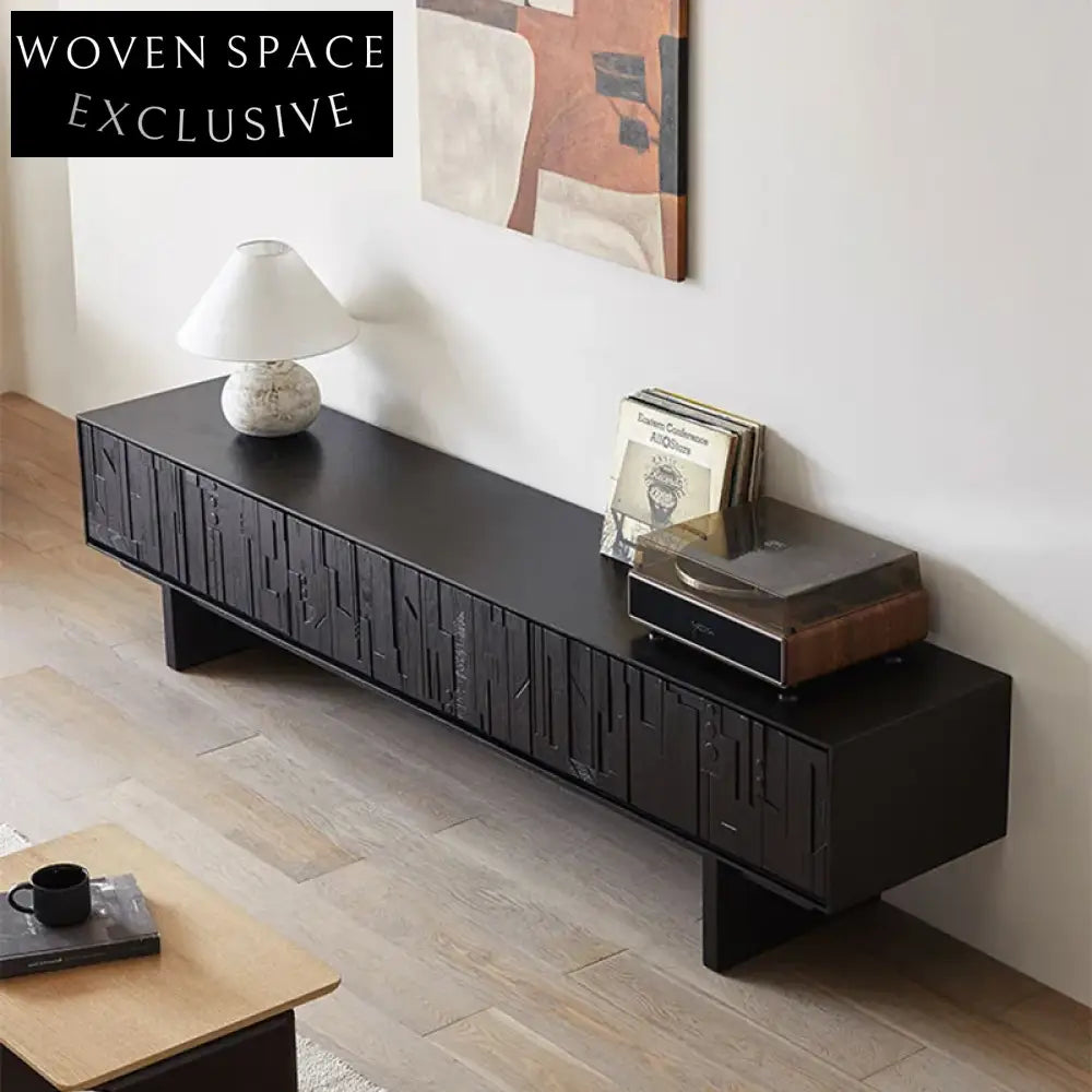 Modern Wood Living Room TV Wall Cabinet Console with Two Drawers