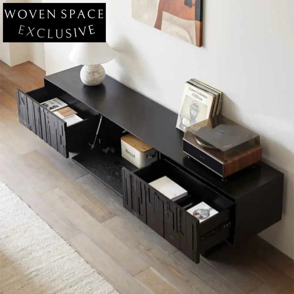 Modern Wood Living Room TV Wall Cabinet Console with Two Drawers