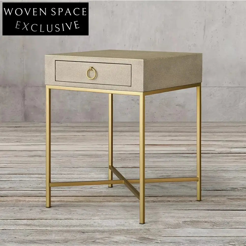 Modern Wood Metal Nightstand with Drawer for Hotel Bedroom