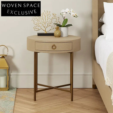 Modern Wood Metal Nightstand with Drawer for Hotel Bedroom