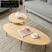 Modern Wood Oval Iron Frame Living Room Coffee Tea Table Set