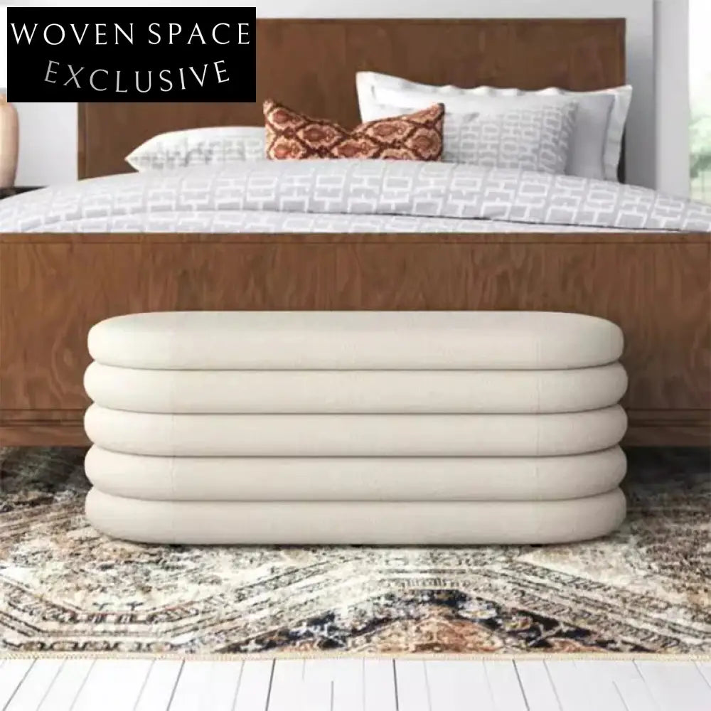 Modern Wood Upholstered Bed End Bench with Storage for Entryway