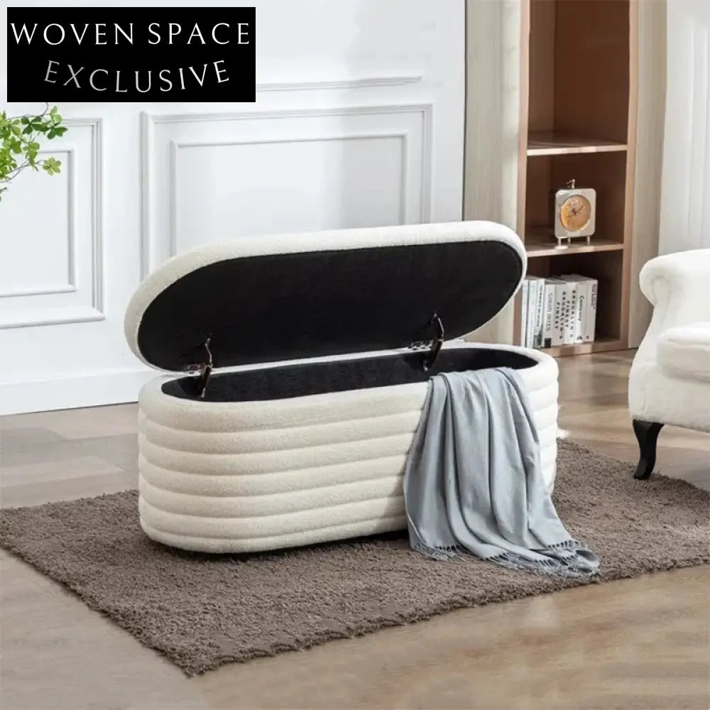 Modern Wood Upholstered Bed End Bench with Storage for Entryway