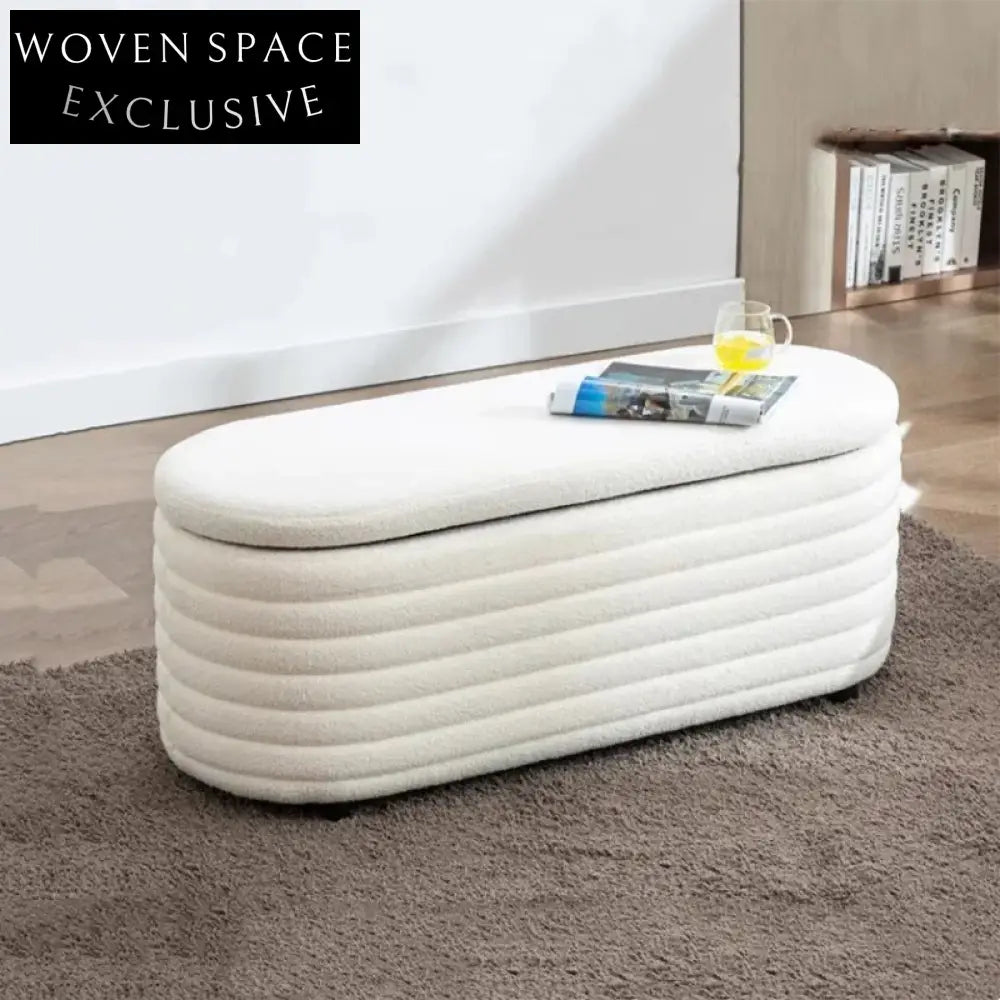 Modern Wood Upholstered Bed End Bench with Storage for Entryway