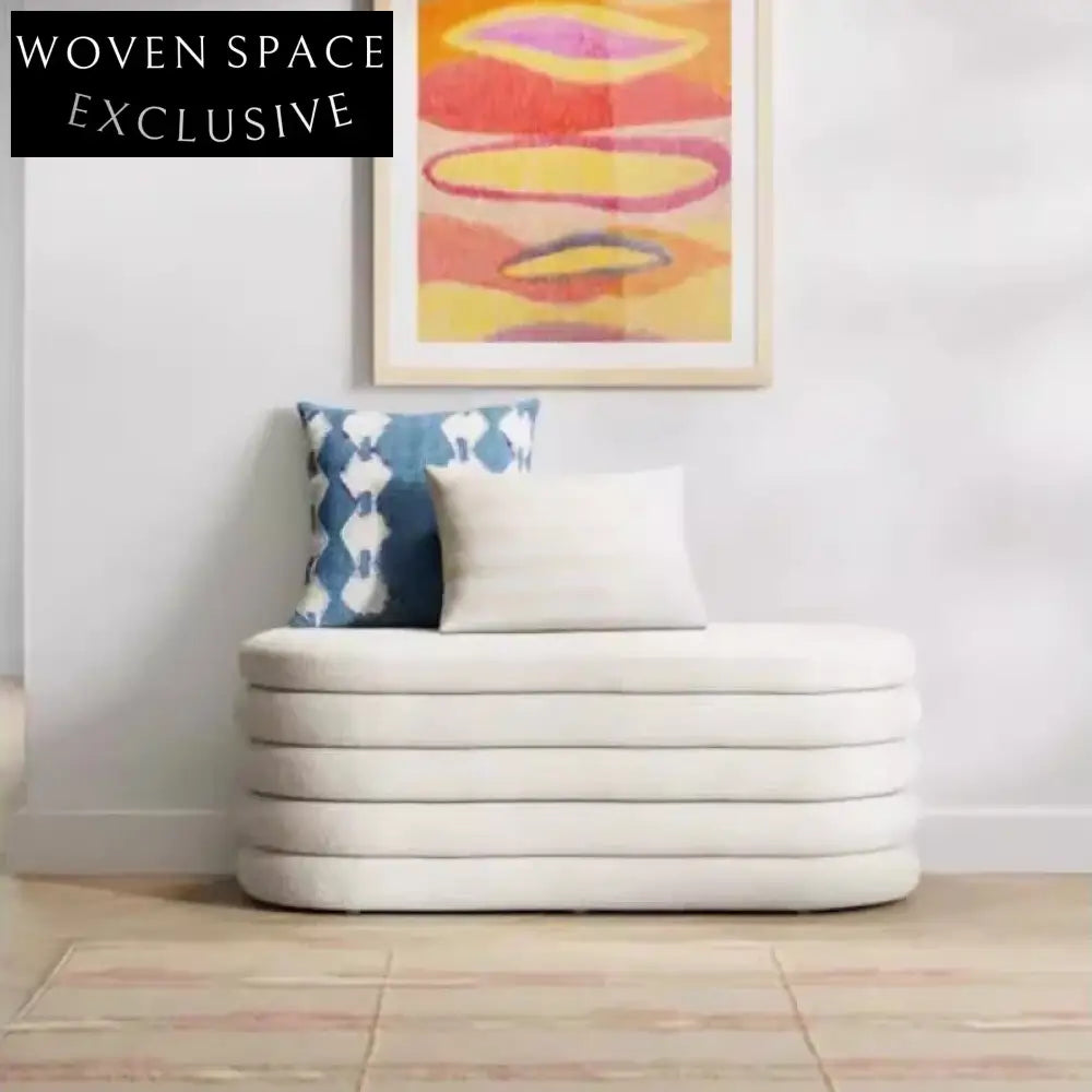 Modern Wood Upholstered Bed End Bench with Storage for Entryway