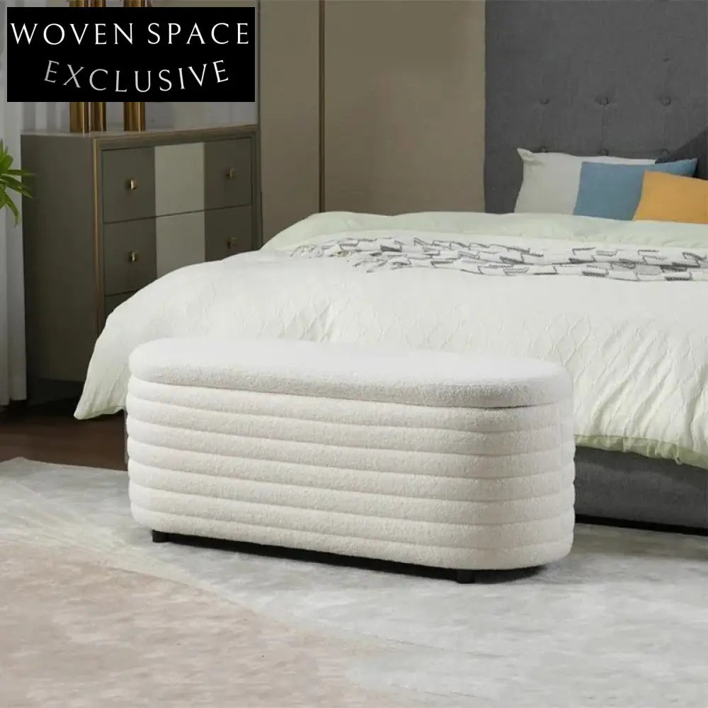 Modern Wood Upholstered Bed End Bench with Storage for Entryway