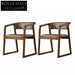 Modern Wooden Arm Dining Chair with Upholstered Leather Seat