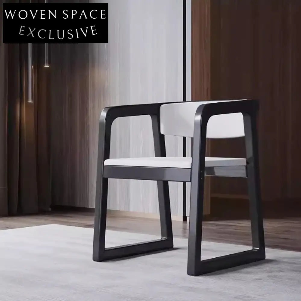 Modern Wooden Arm Dining Chair with Upholstered Leather Seat