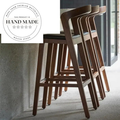 Modern Wooden Bar Stool with Leather Cushion for Dining & Cafe