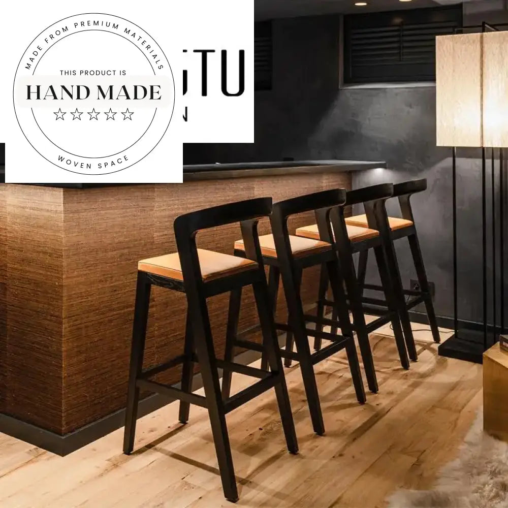 Modern Wooden Bar Stool with Leather Cushion for Dining & Cafe