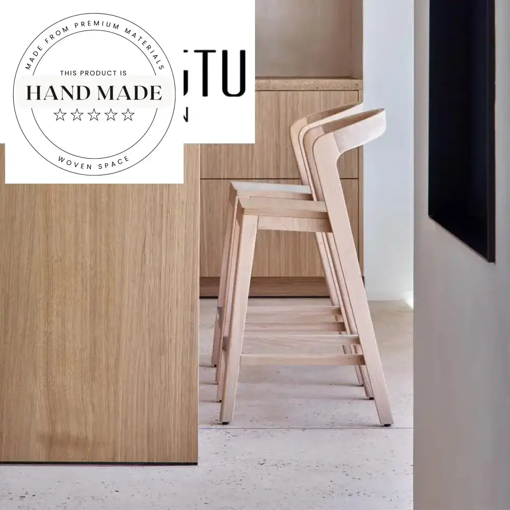 Modern Wooden Bar Stool with Leather Cushion for Dining & Cafe