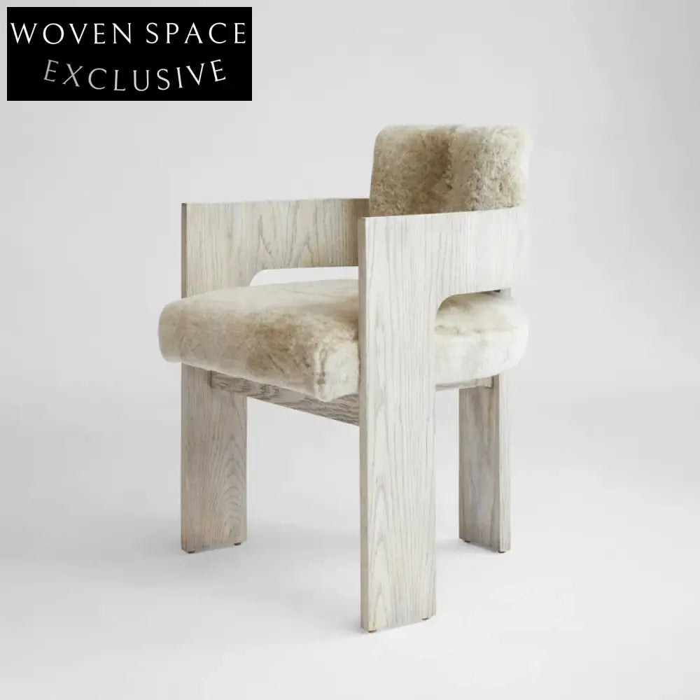 Modern Wooden Boucle Living Room Accent Arm Chair for Dining Comfort