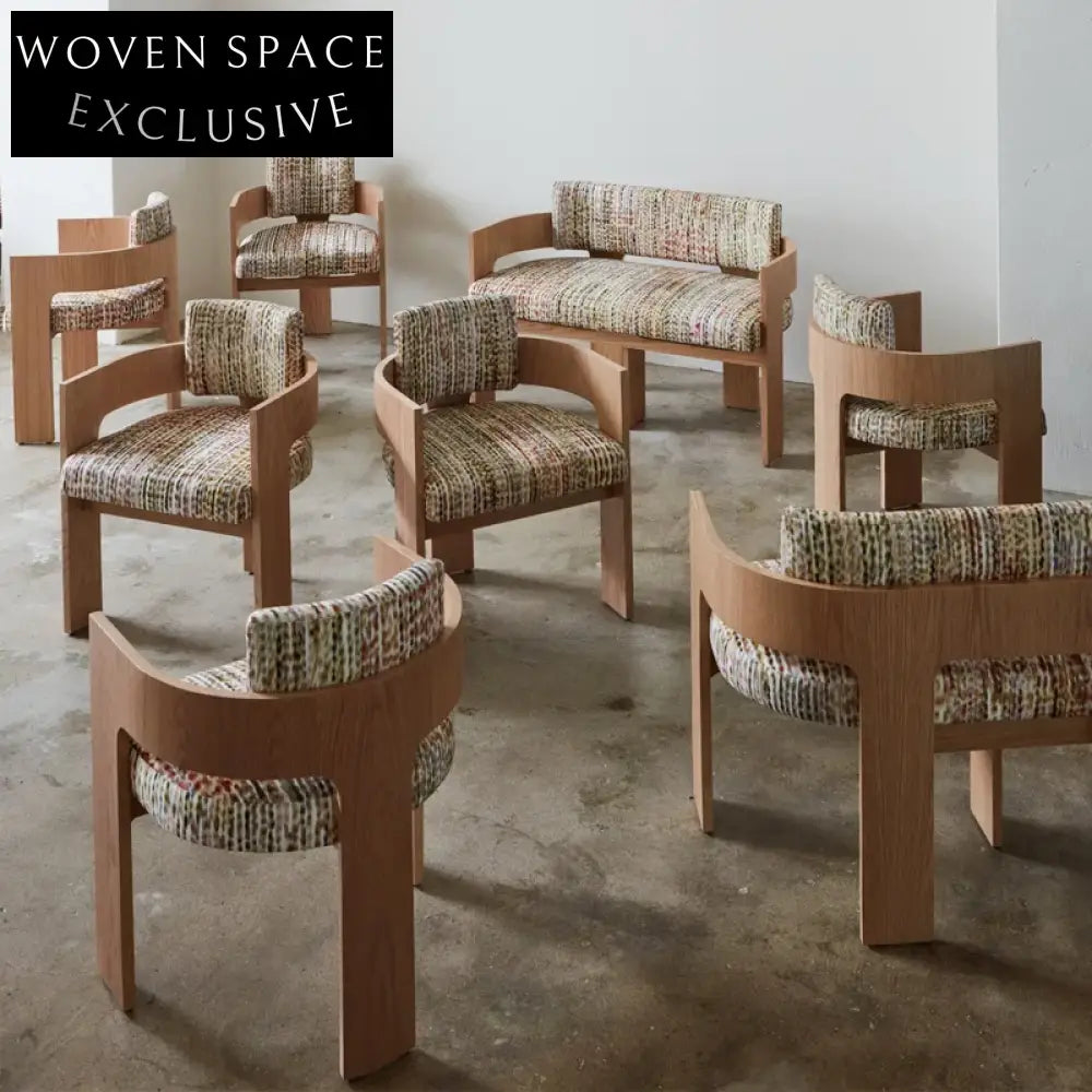 Modern Wooden Boucle Living Room Accent Arm Chair for Dining Comfort