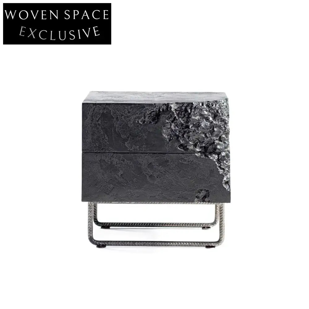 Modern Wooden Broken Pattern Metal Leg Side Table for Bedroom Sofa