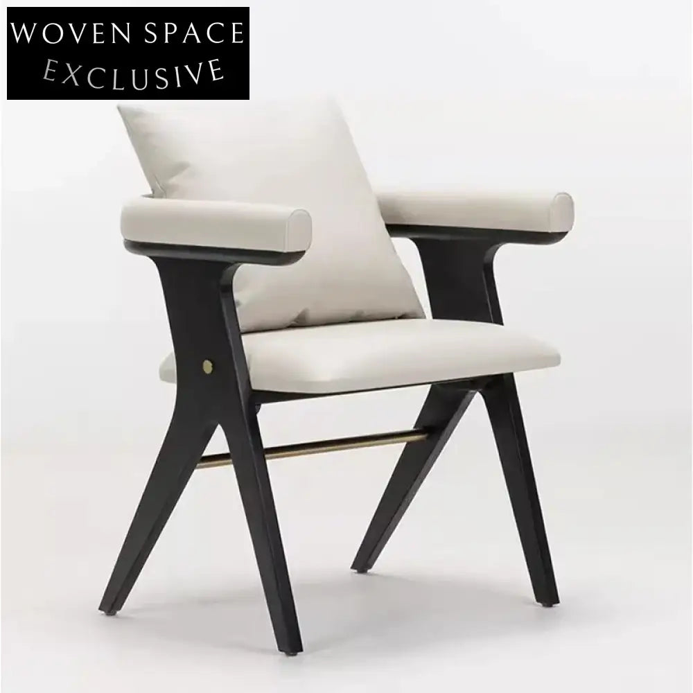 Modern Wooden Dining Chair with Elegant Curved Armrest and Custom Upholstery
