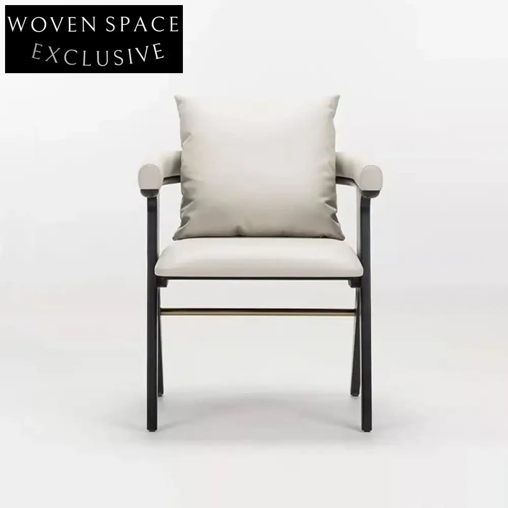 Modern Wooden Dining Chair with Elegant Curved Armrest and Custom Upholstery