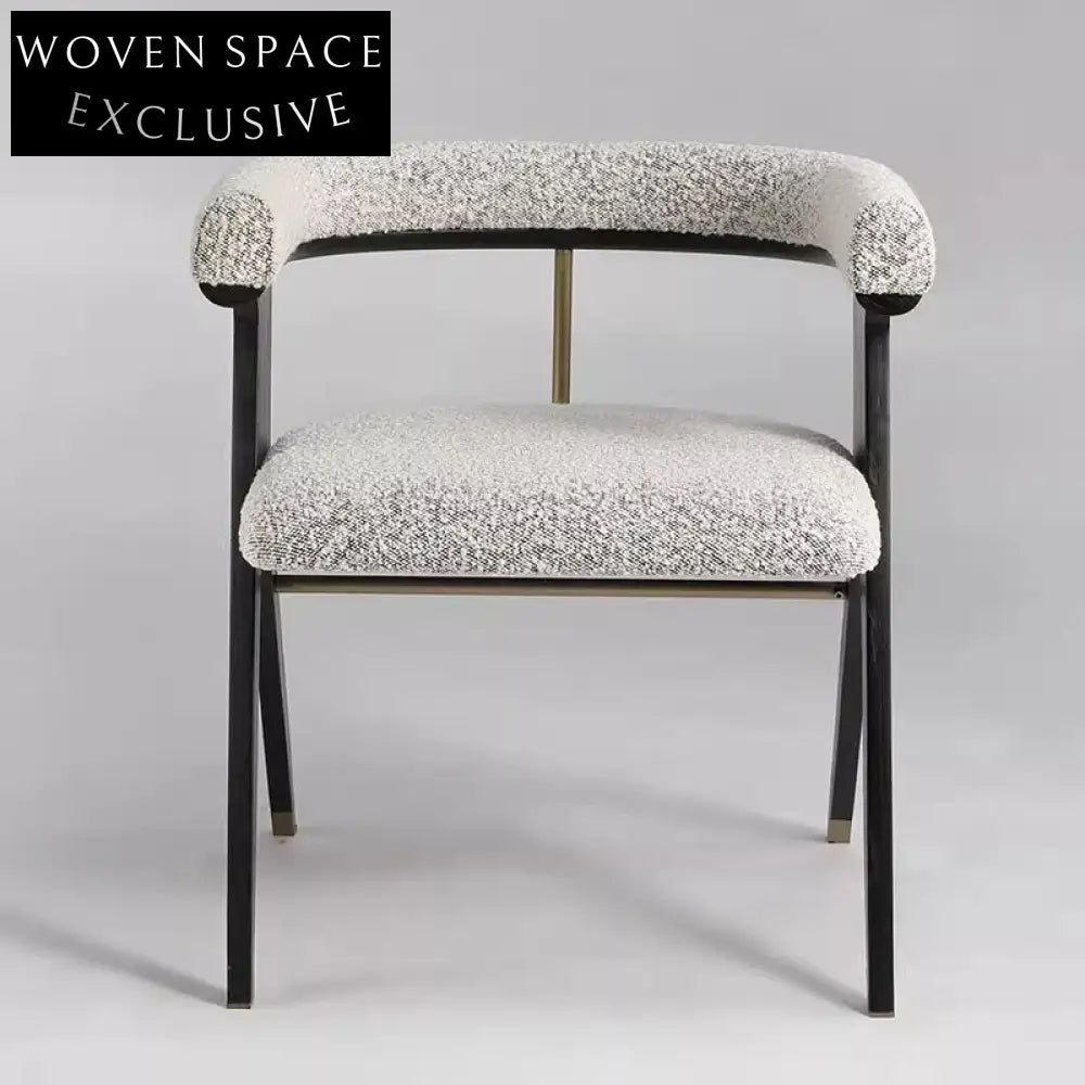 Modern Wooden Dining Chair with Elegant Curved Armrest and Custom Upholstery