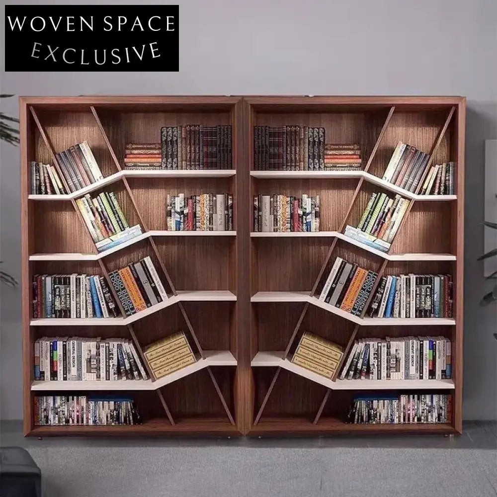 Modern Wooden Floor Display Cabinet with Glass Doors for Living Room