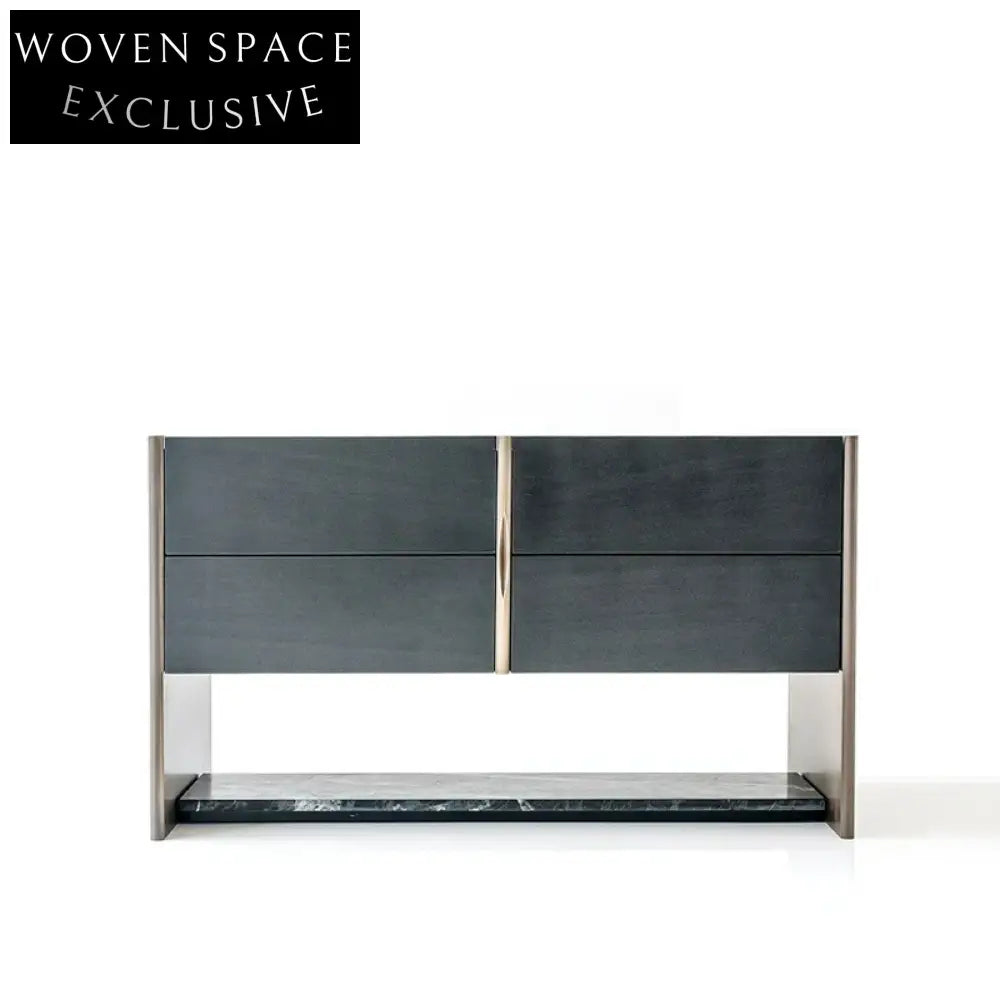Modern Wooden Marble Top Four-Drawer Bedside Storage Nightstand Cabinet