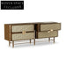 Modern Wooden Rattan Sideboard Cabinet with 4 Storage Drawers for Home