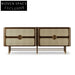 Modern Wooden Rattan Sideboard Cabinet with 4 Storage Drawers for Home
