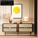 Modern Wooden Rattan Sideboard Cabinet with 4 Storage Drawers for Home