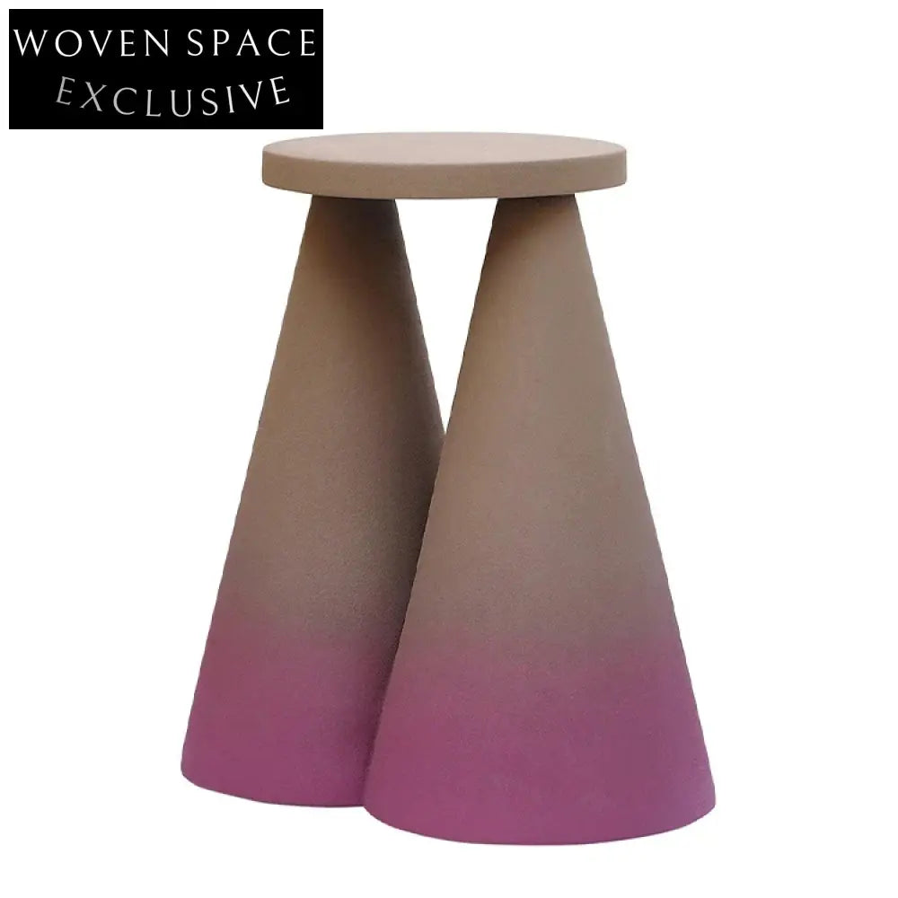 Modern Wooden Round Side Table with Cone Base for Home and Office Decor