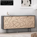 Modern Wooden Sideboard Cabinet with Black Metal Frame for Dining Room Storage