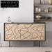 Modern Wooden Sideboard Cabinet with Black Metal Frame for Dining Room Storage