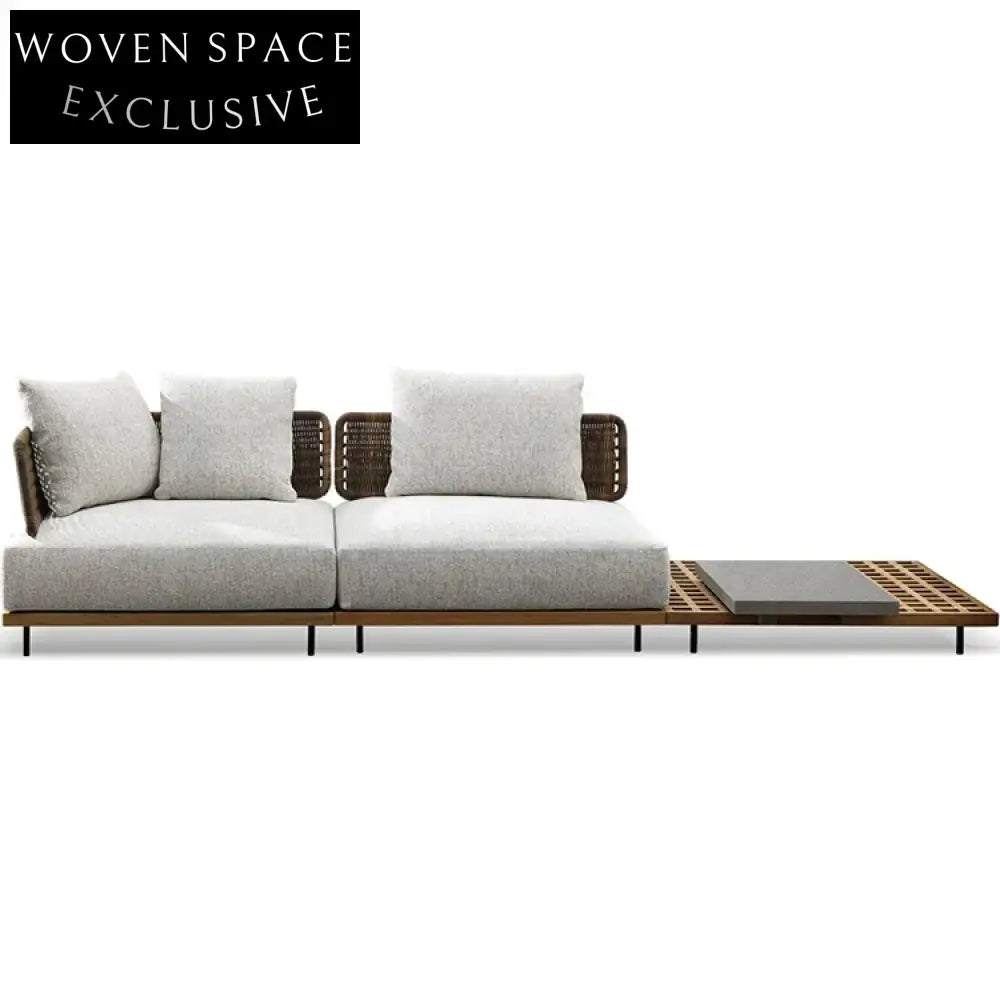 Modern Woven Rope Outdoor Patio Sofa Set with Aluminum Frame & Cushions