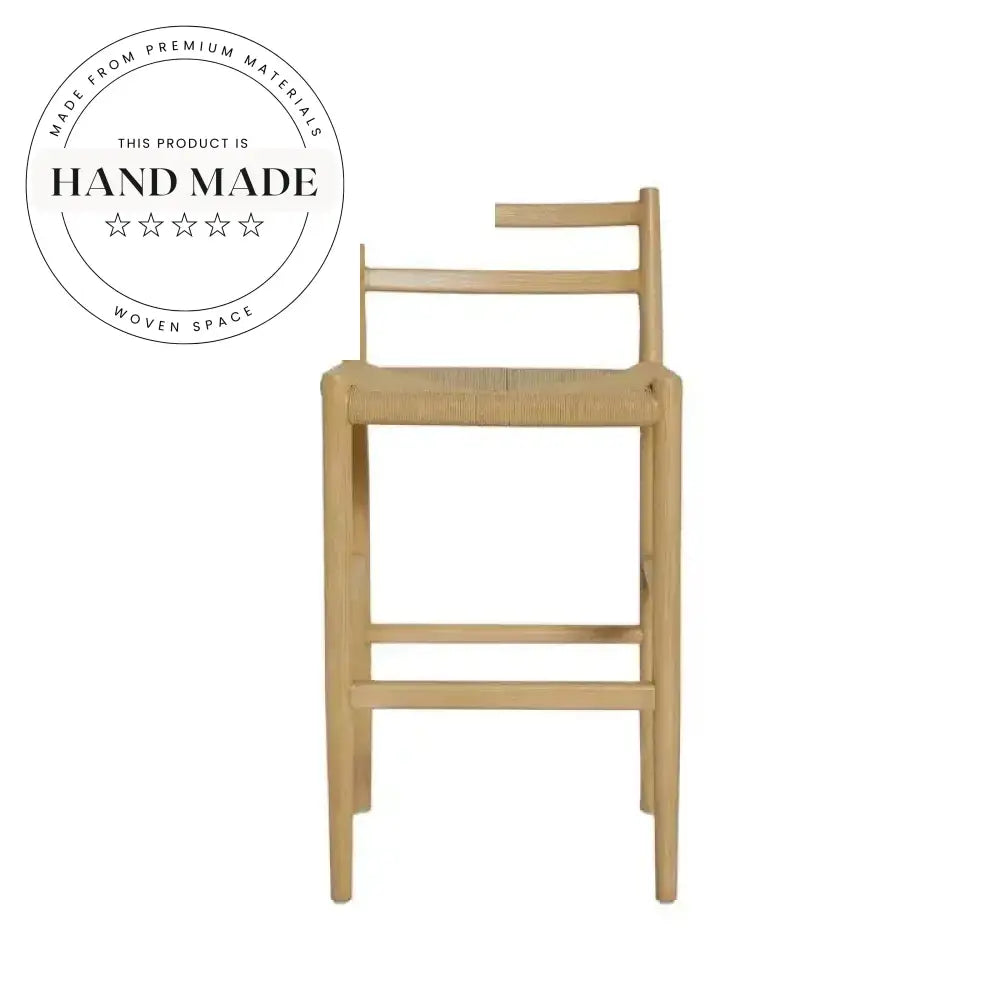 Modern Woven Wood Fabric Upholstered Bar Counter Stool for Kitchen & Hotel