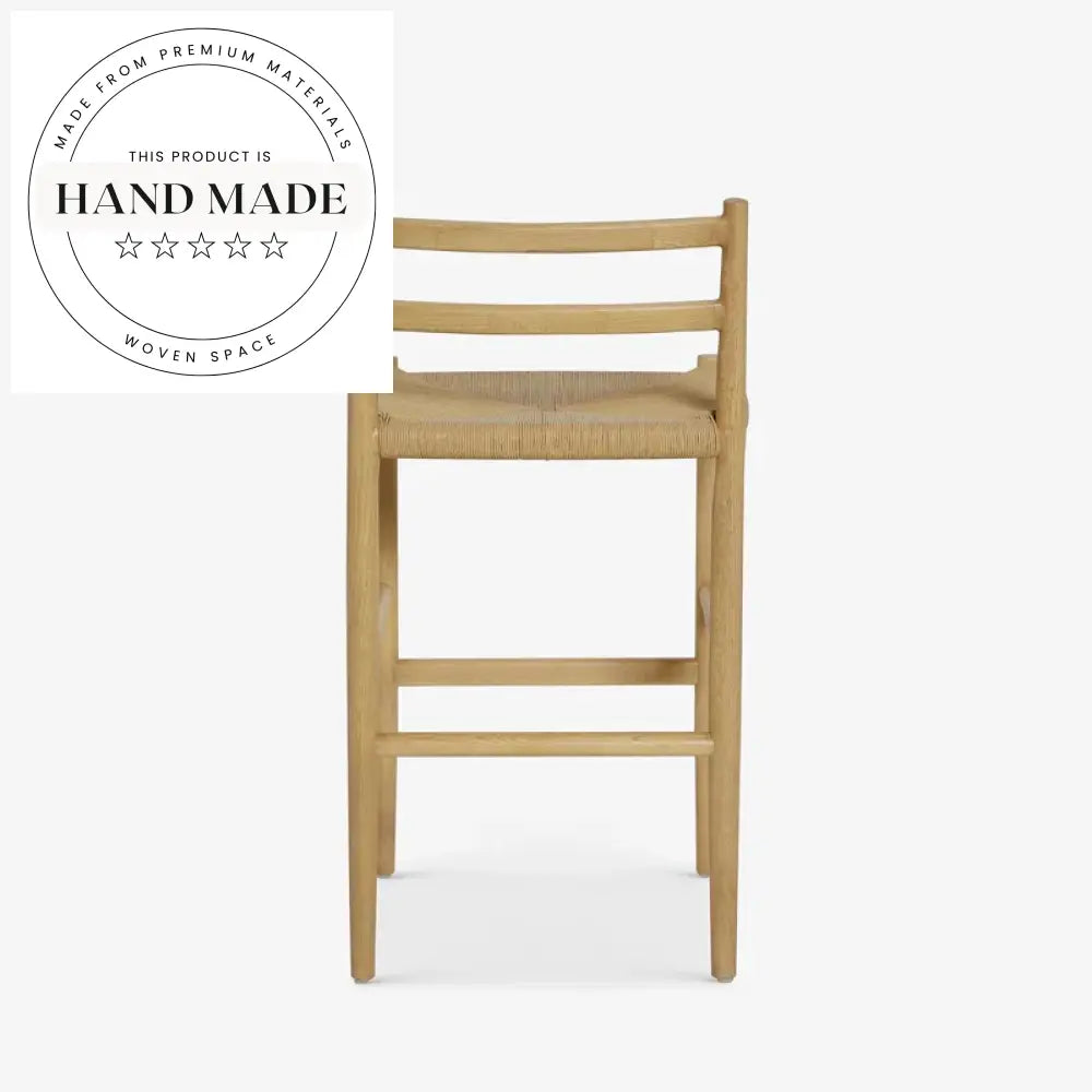 Modern Woven Wood Fabric Upholstered Bar Counter Stool for Kitchen & Hotel