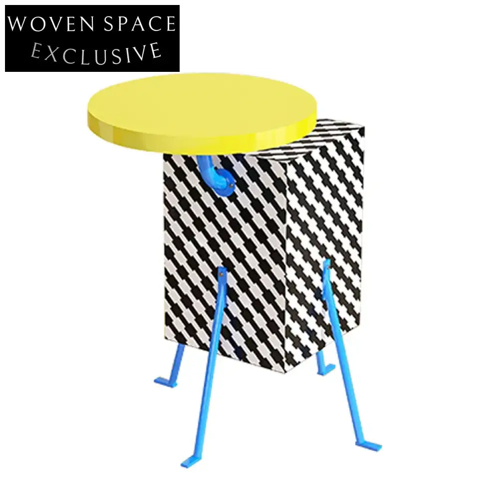 Modern Yellow Wood Plywood Top Metal Base Coffee Table