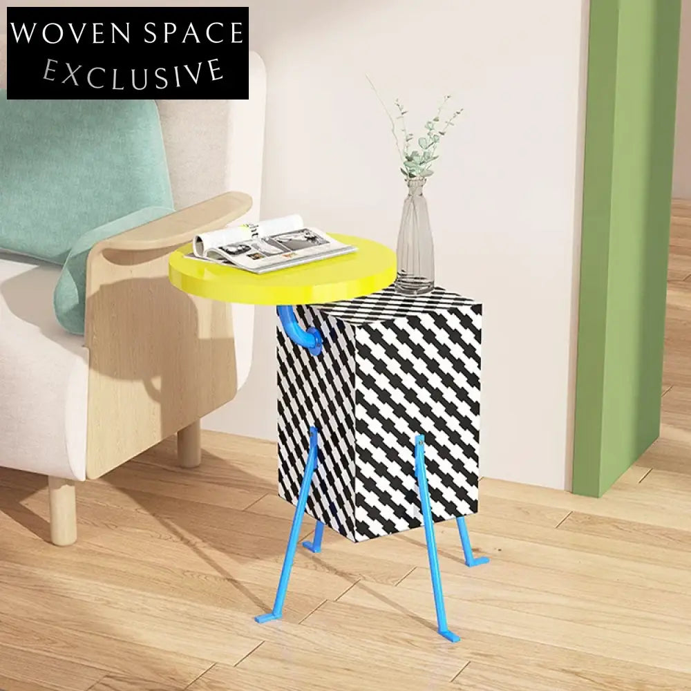 Modern Yellow Wood Plywood Top Metal Base Coffee Table