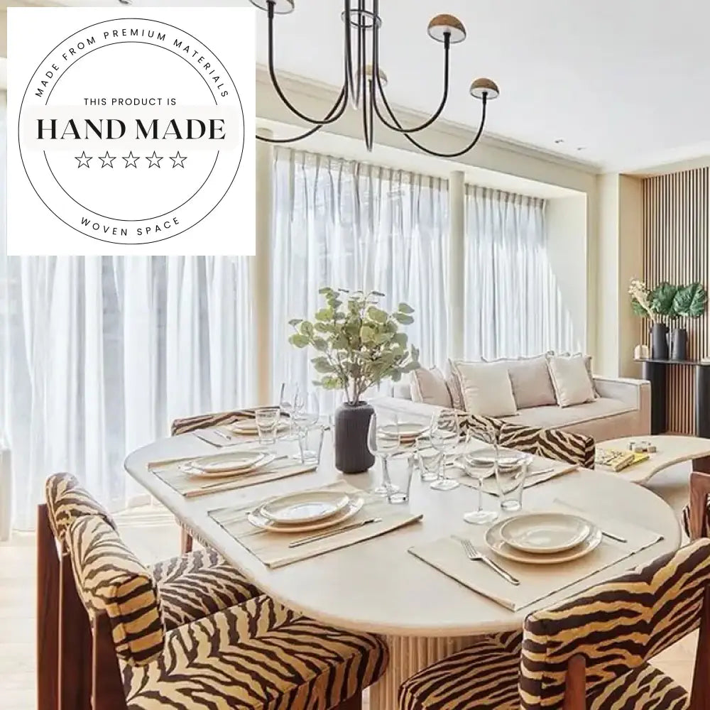 Modern Zebra Print Upholstered Solid Wood Accent Dining Chair