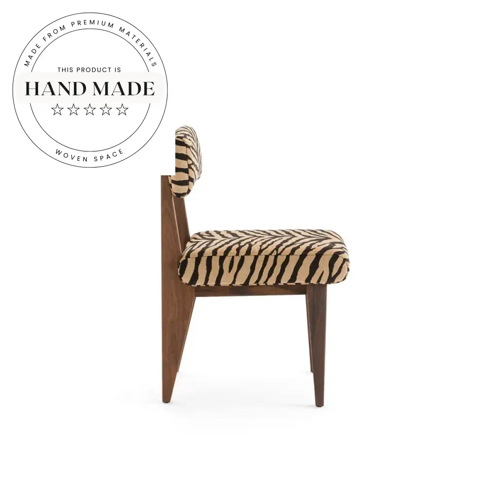Modern Zebra Print Upholstered Solid Wood Accent Dining Chair