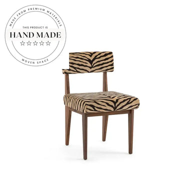 Modern Zebra Print Upholstered Solid Wood Accent Dining Chair