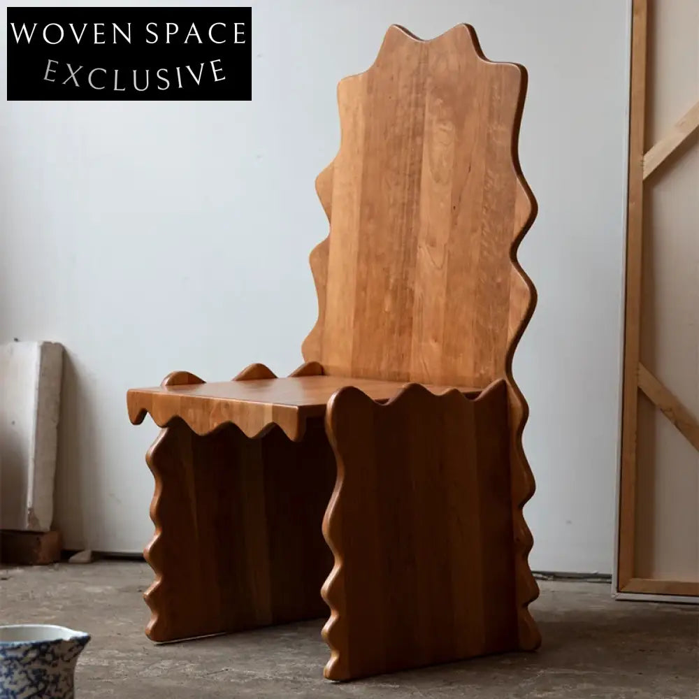 Modern Zigzag Wood Frame Dining Chair for Living Room Apartment