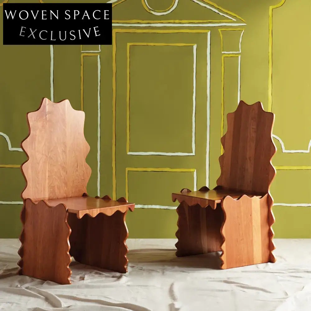 Modern Zigzag Wood Frame Dining Chair for Living Room Apartment