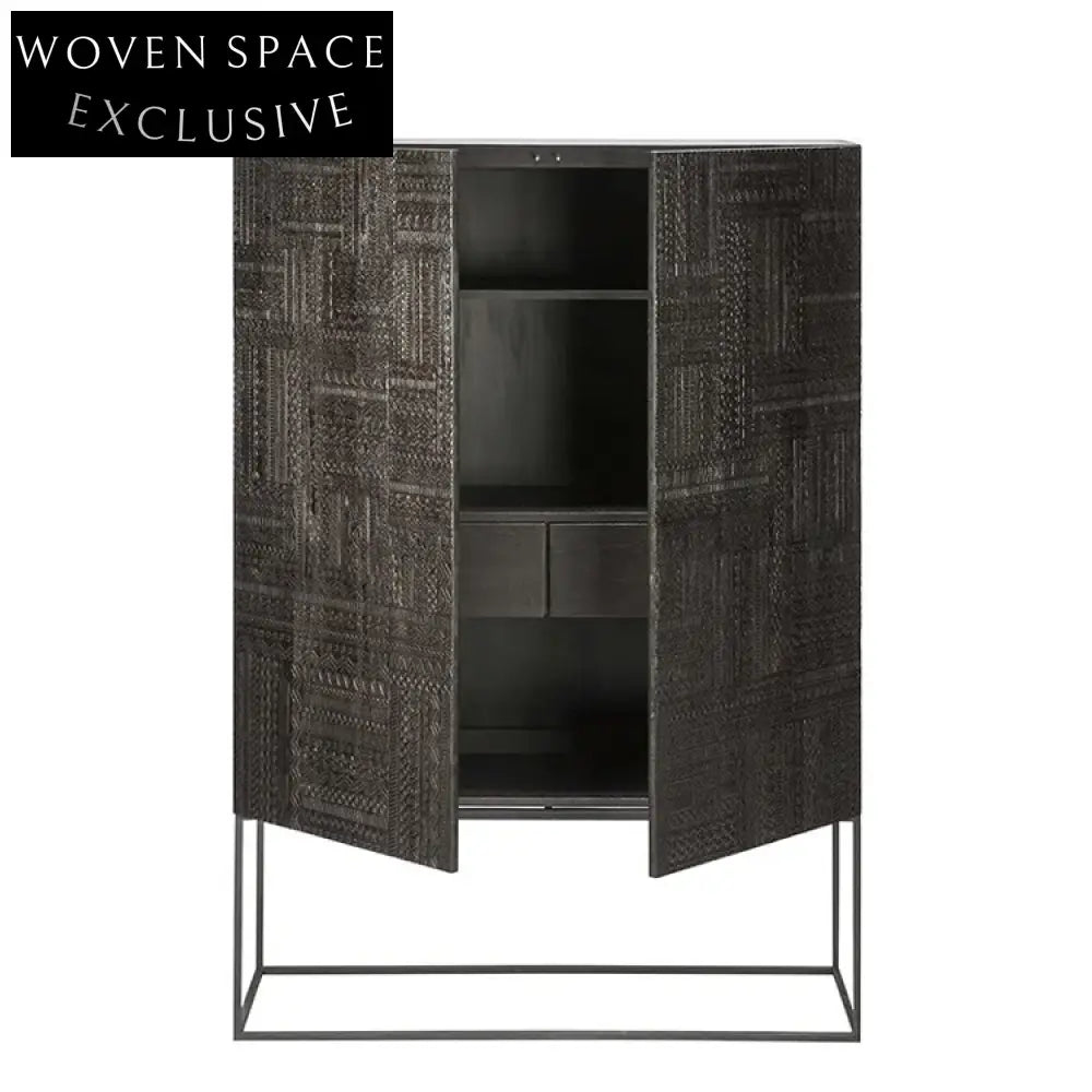 Modernist Luxury Black Wooden Rectangle Storage Cabinet for Home