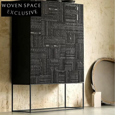Modernist Luxury Black Wooden Rectangle Storage Cabinet for Home