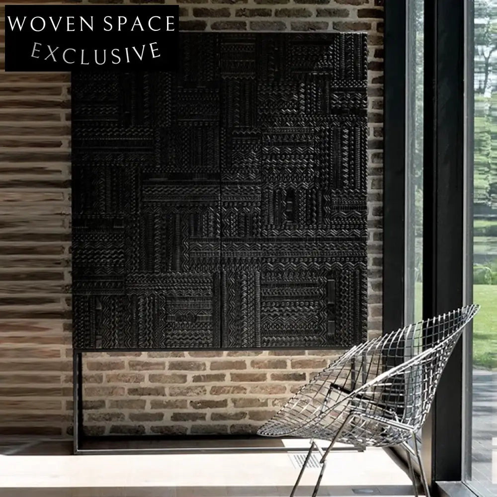 Modernist Luxury Black Wooden Rectangle Storage Cabinet for Home